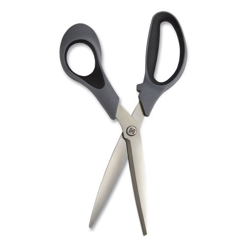 Non-stick Titanium-coated Scissors, 8" Long, 3.86" Cut Length, Straight Gray/black Handle, Gun-metal Gray Blades, 2/pack