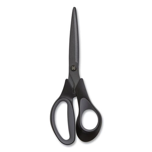 Non-stick Titanium-coated Scissors, 8" Long, 3.86" Cut Length, Straight Black/gray Handle, Charcoal Black Blades