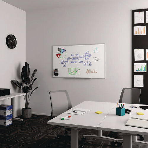 Melamine Dry Erase Board, 60" X 36", White Surface, Gray/natural Aluminum Frame