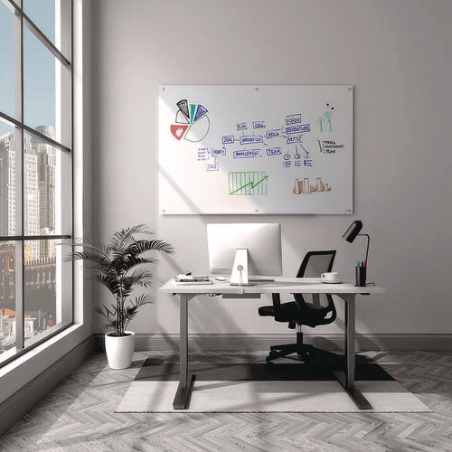 Magnetic Tempered Glass Dry Erase Board, 72" X 48", White Surface