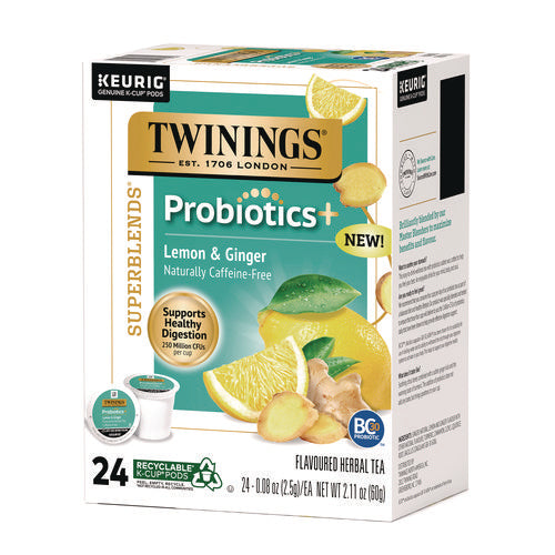 Probiotics+ Herbal Lemon & Ginger Tea, 24/box