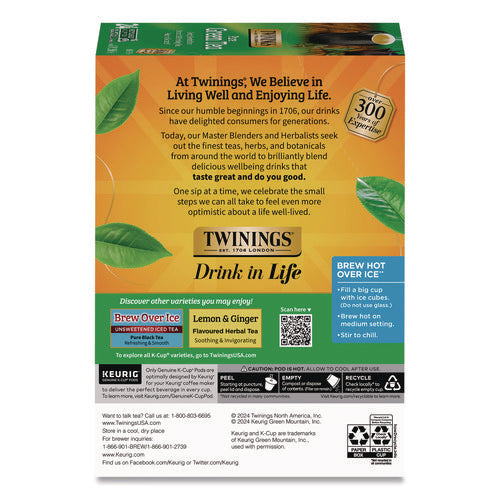 Tea K-cups, Green Tea, 0.11 Oz, 24/box