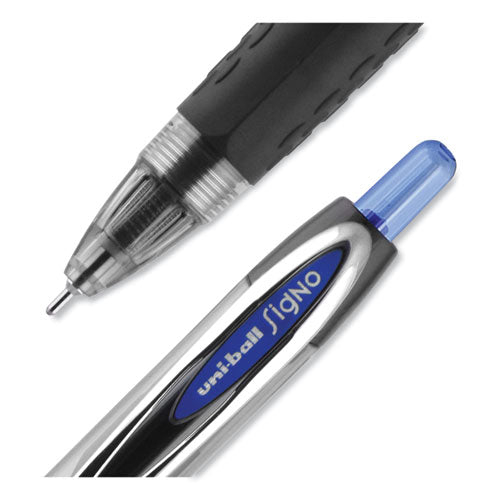 Signo 207 Needle Point Gel Pen, Retractable, Medium 0.7 Mm, Blue Ink, Clear/black/blue Barrel, Dozen