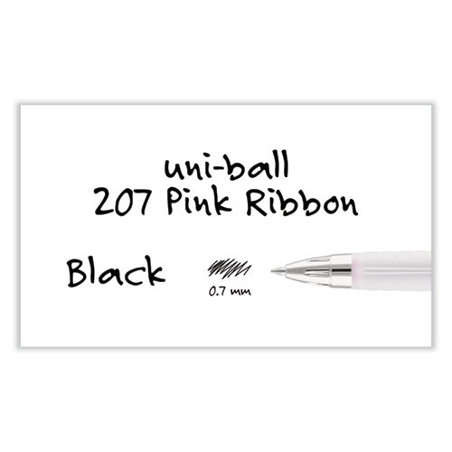 Signo 207 Gel Pen, Breast Cancer, Retractable, Medium 0.7 Mm, Black Ink, Translucent Pink/translucent White Barrel, 2/pack