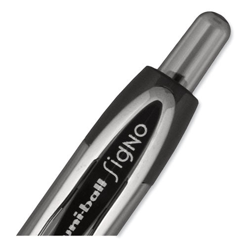 Signo 207 Gel Pen, Retractable, Bold 1 Mm, Black Ink, Smoke/black Barrel, Dozen