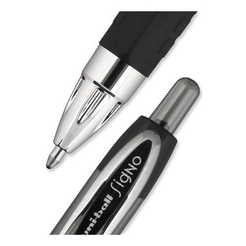 Signo 207 Gel Pen, Retractable, Bold 1 Mm, Black Ink, Smoke/black Barrel, Dozen