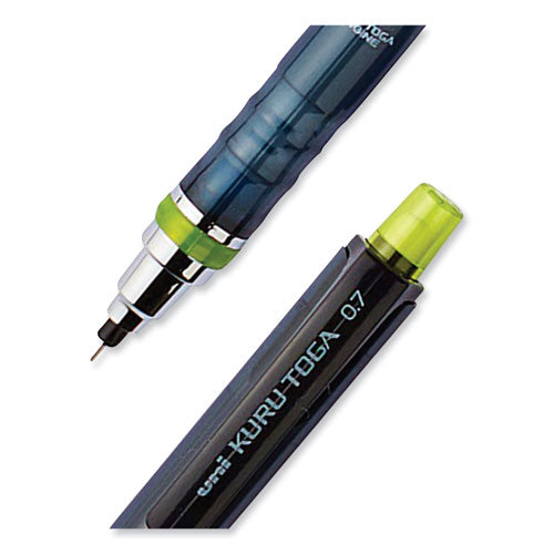 Kurutoga Mechanical Pencil With Tube Of Diamond Lead, 0.7 Mm, Hb (#2), Black Lead, Black/green Barrel