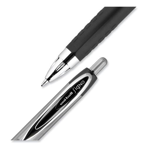 Signo 207 Gel Pen, Retractable, Medium 0.7 Mm, Black Ink, Clear/black Barrel, 5/pack