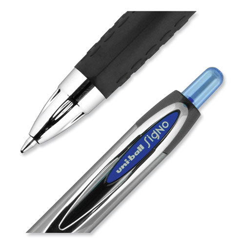 Signo 207 Gel Pen, Retractable, Medium 0.7 Mm, Blue Ink, Smoke/black/blue Barrel, Dozen