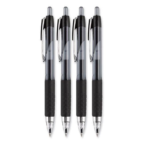 Signo 207 Gel Pen, Retractable, Medium 0.7 Mm, Black Ink, Smoke/black Barrel, 4/pack