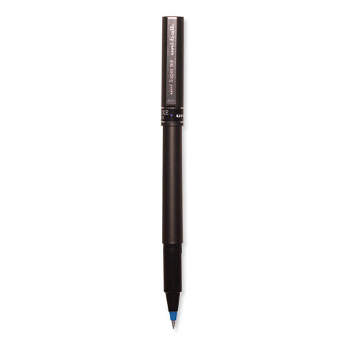 Deluxe Roller Ball Pen, Stick, Extra-fine 0.5 Mm, Blue Ink, Metallic Gray/black/blue Barrel, Dozen