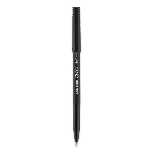 Onyx Roller Ball Pen, Stick, Extra-fine 0.5 Mm, Black Ink, Black Barrel, Dozen