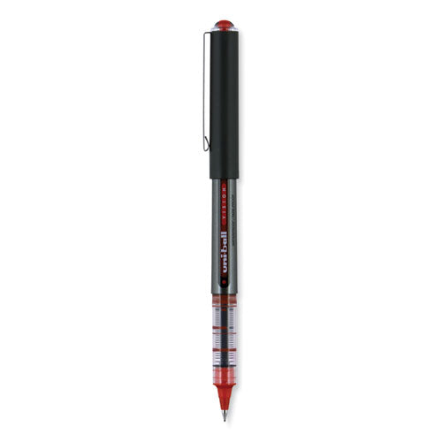 Vision Roller Ball Pen, Stick, Extra-fine 0.5 Mm, Red Ink, Gray/red Barrel, Dozen