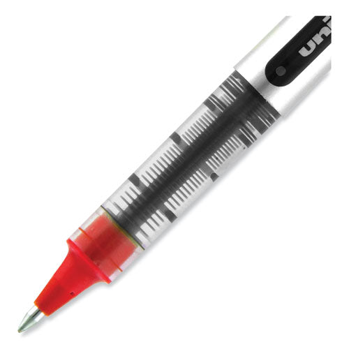 Vision Roller Ball Pen, Stick, Fine 0.7 Mm, Red Ink, Silver/red/clear Barrel, Dozen