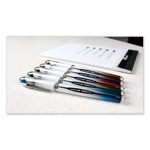 Vision Elite Hybrid Gel Pen, Stick, Bold 0.8 Mm, Blue-infused Black Ink, White/blue/clear Barrel