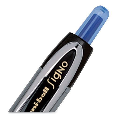 Signo 207 Gel Pen, Retractable, Fine 0.5 Mm, Blue Ink, Smoke/black/blue Barrel, Dozen