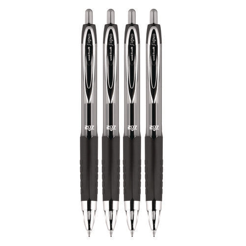 Signo 207 Gel Pen, Retractable, Fine 0.5 Mm, Black Ink, Smoke/black Barrel, 4/pack