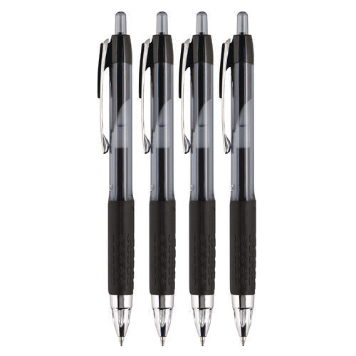 Signo 207 Gel Pen, Retractable, Fine 0.5 Mm, Black Ink, Smoke/black Barrel, 4/pack