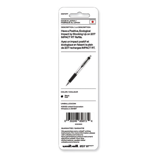 207 Impact Rt Gel Retractable Pen Refills, Bold 1 Mm Conical Tip, Black Ink, 2/pack