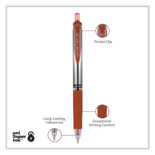 Signo Gel Pen, Retractable, Medium 0.7 Mm, Red Ink, Silver/red Barrel, Dozen