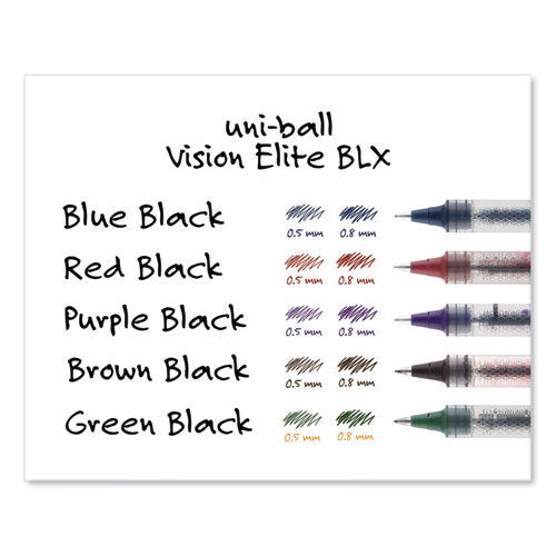 Vision Elite Blx Series Hybrid Gel Pen, Stick, Extra-fine 0.5 Mm, Blue-infused Black Ink, Gray/blue/clear Barrel