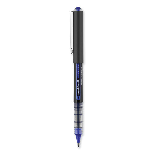 Vision Roller Ball Pen, Stick, Bold 1 Mm, Blue Ink, Black/blue/clear Barrel, Dozen