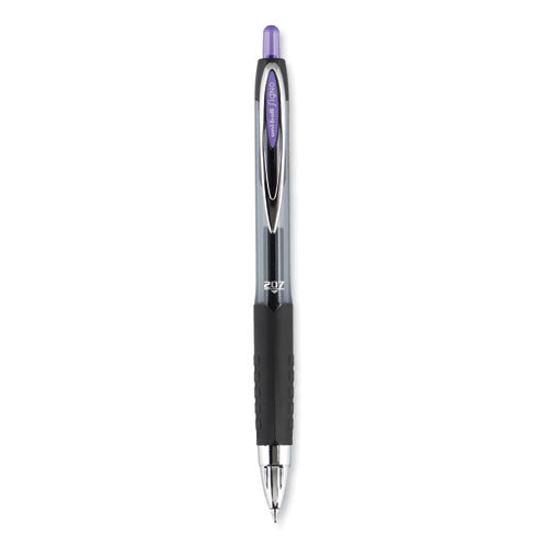 Signo 207 Gel Pen, Retractable, Medium 0.7 Mm, Violet Ink, Smoke/black/violet Barrel, Dozen