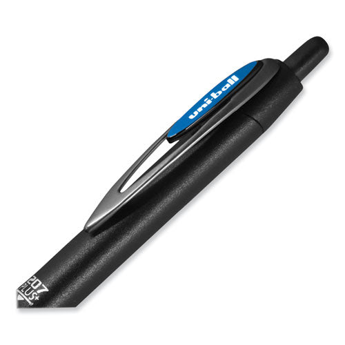 207 Plus+ Gel Pen, Retractable, Medium 0.7 Mm, Blue Ink, Black Barrel, 4/pack