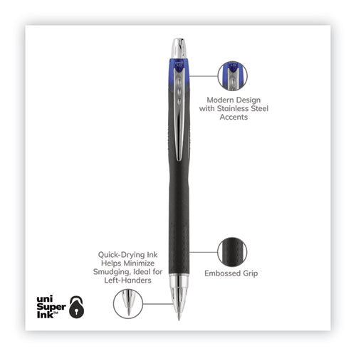 Jetstream Retractable Hybrid Gel Pen, Bold 1 Mm, Blue Ink, Black/silver/blue Barrel