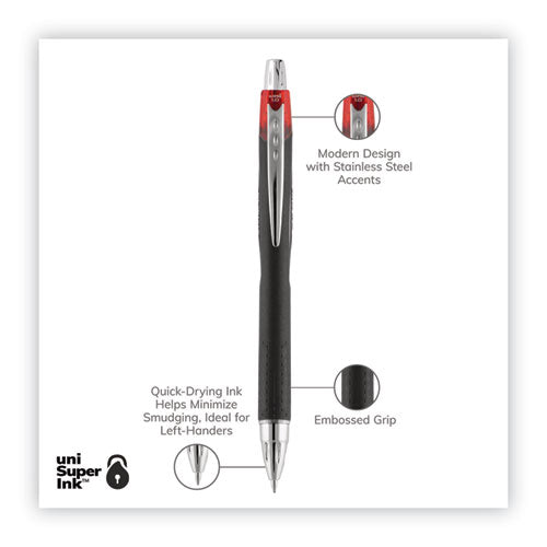 Jetstream Retractable Hybrid Gel Pen, Bold 1 Mm, Red Ink, Black/silver/red Barrel