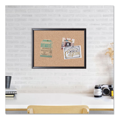 Cork Bulletin Board, 24" X 18" (actual Size: 23" X 17"), Tan Surface, Black Wood Frame