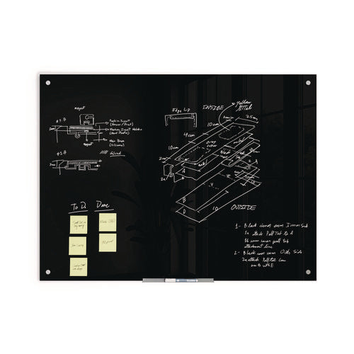 Black Glass Dry Erase Board, 48" X 36" (actual Size: 47" X 35"), Black Surface