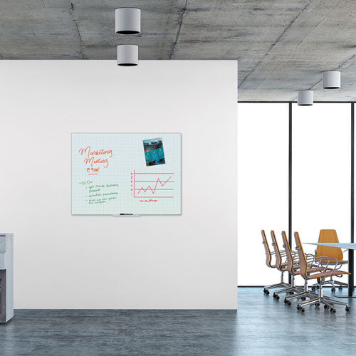 Floating Glass Ghost Grid Dry Erase Board, 48" X 36" (actual Size: 47" X 35"), White Surface