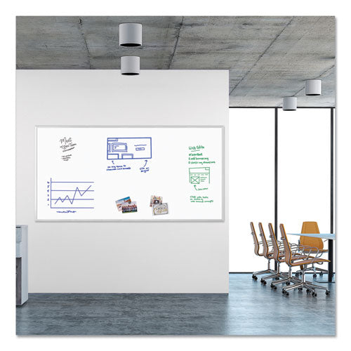 Magnetic Dry Erase Board With Aluminum Frame, (actual Size: 95" X 47"), White Surface, Satin Aluminum Frame