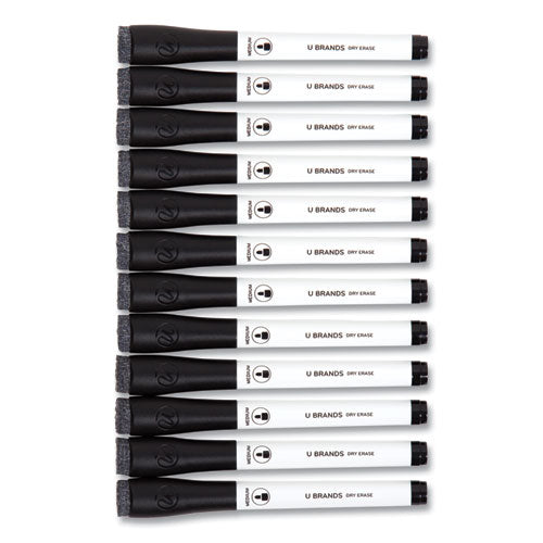 Medium Point Low-odor Dry-erase Markers With Erasers, Medium Bullet Tip, Black, Dozen