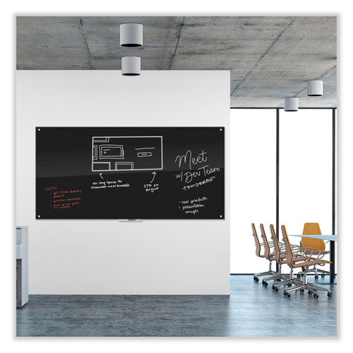 Black Glass Dry Erase Board, 96" X 48" (actual Size: 95" X 47"), Black Surface