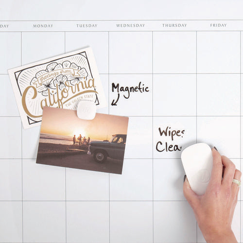 Magnetic Dry Erase Board, Monthly Planning/scheduling Calendar, 20" X 16", White Surface, Satin Aluminum Frame