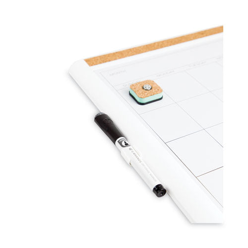 Pinit Magnetic Dry Erase Calendar, Monthly Planning/scheduling, 20" X 16", White Surface, White Plastic Frame