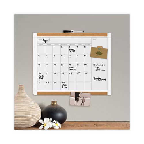 Pinit Magnetic Dry Erase Calendar, Monthly Planning/scheduling, 20" X 16", White Surface, White Plastic Frame