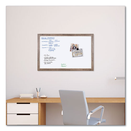 Magnetic Dry Erase Board With Rustic Frame, 36" X 24" (actual Size: 35" X 23"), White Surface, Brown Wood Frame