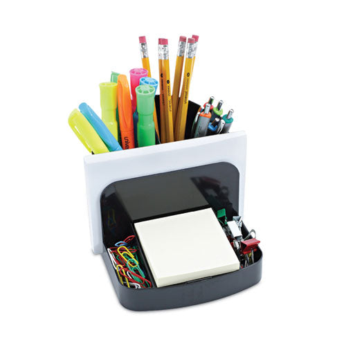 Deluxe Message Center, 6 Compartments, Plastic, 5.5 X 6.75 X 5, Black