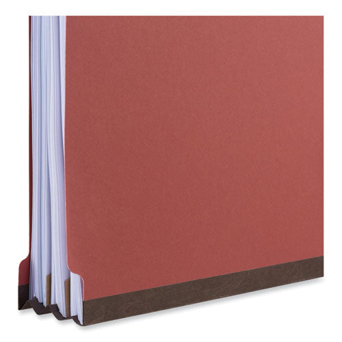 Six-section Classification Folders, Heavy-duty Pressboard Cover, 2 Dividers, 6 Fasteners, Legal Size, Brick Red, 20/box