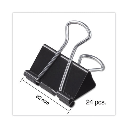 Binder Clips With Storage Tub, Medium, Black/silver, 24/pack