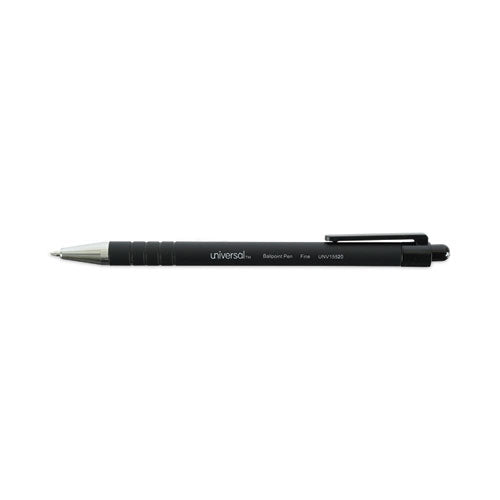 Ballpoint Pen, Retractable, Fine 0.7 Mm, Black Ink, Black Barrel, Dozen