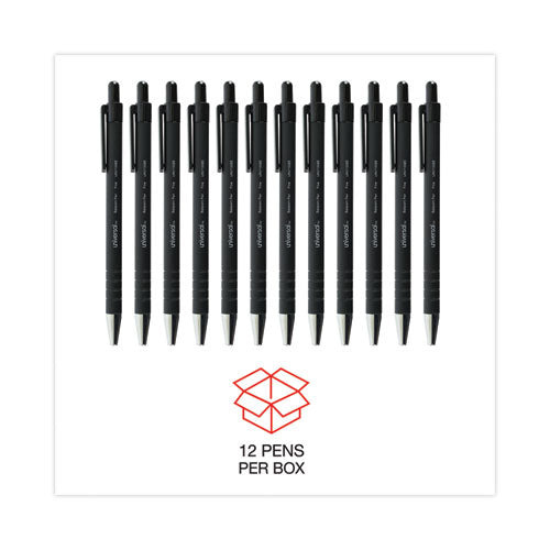 Ballpoint Pen, Retractable, Fine 0.7 Mm, Black Ink, Black Barrel, Dozen