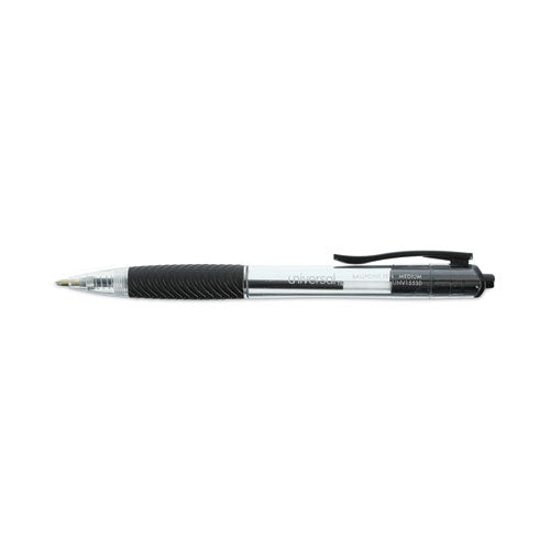 Comfort Grip Ballpoint Pen, Retractable, Medium 1 Mm, Black Ink, Clear/black Barrel, Dozen