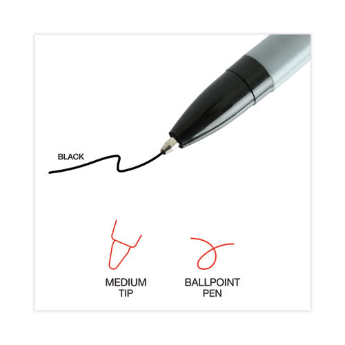 Ballpoint Pen Value Pack, Stick, Medium 1 Mm, Black Ink, Gray/black Barrel, 60/pack