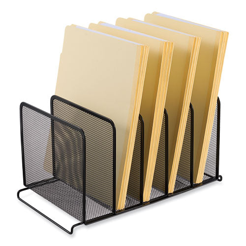 Deluxe Mesh Stacking Sorter, 5 Sections, Letter To Legal Size Files, 14.63" X 8.13" X 7.5", Black