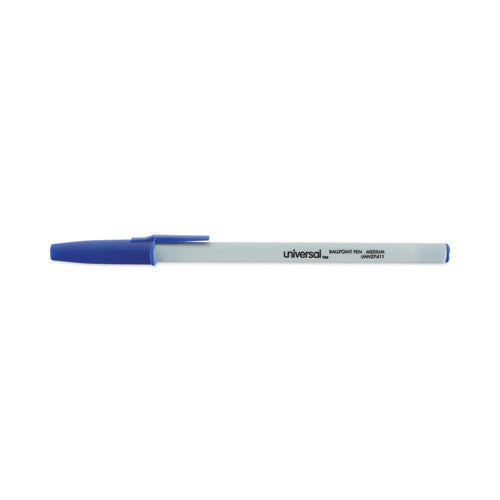 Ballpoint Pen, Stick, Medium 1 Mm, Blue Ink, Gray/blue Barrel, Dozen