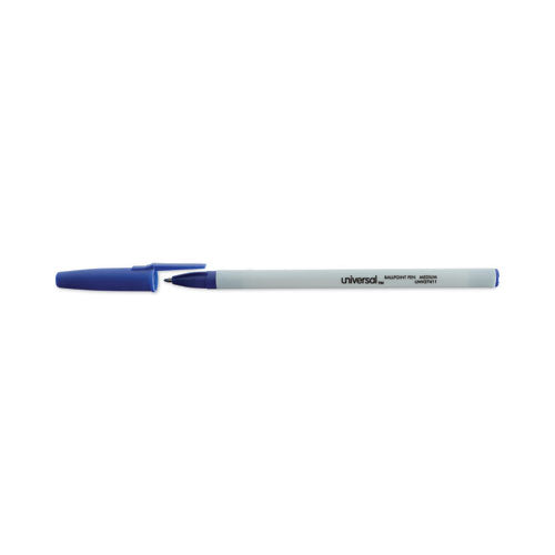 Ballpoint Pen, Stick, Medium 1 Mm, Blue Ink, Gray/blue Barrel, Dozen